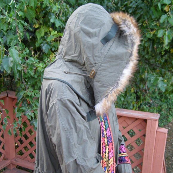 NEW! size L SACAI Green Embroidered Parka Coat - Picture 14 of 16